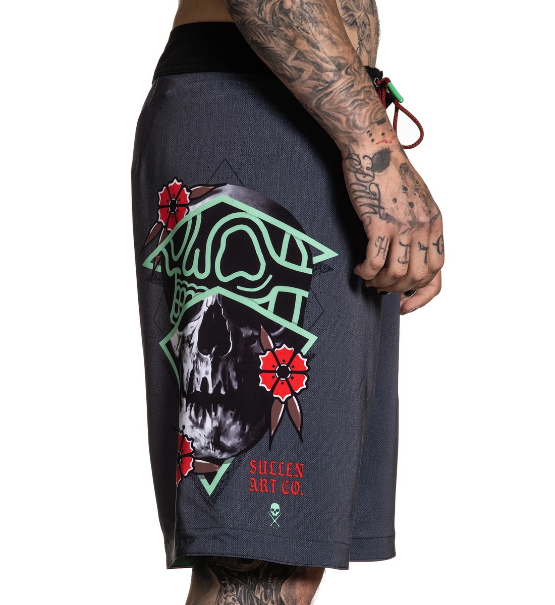 Men's Shorts (swimsuits) SULLEN - RIGIONI SKULL - GRAY / TEAL 38