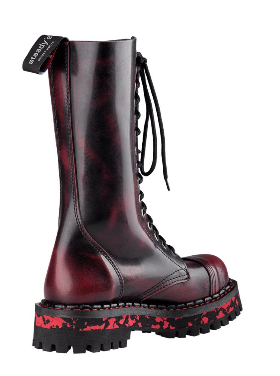 Boots STEADY´S - 15 Eyelet - Red / Black 36