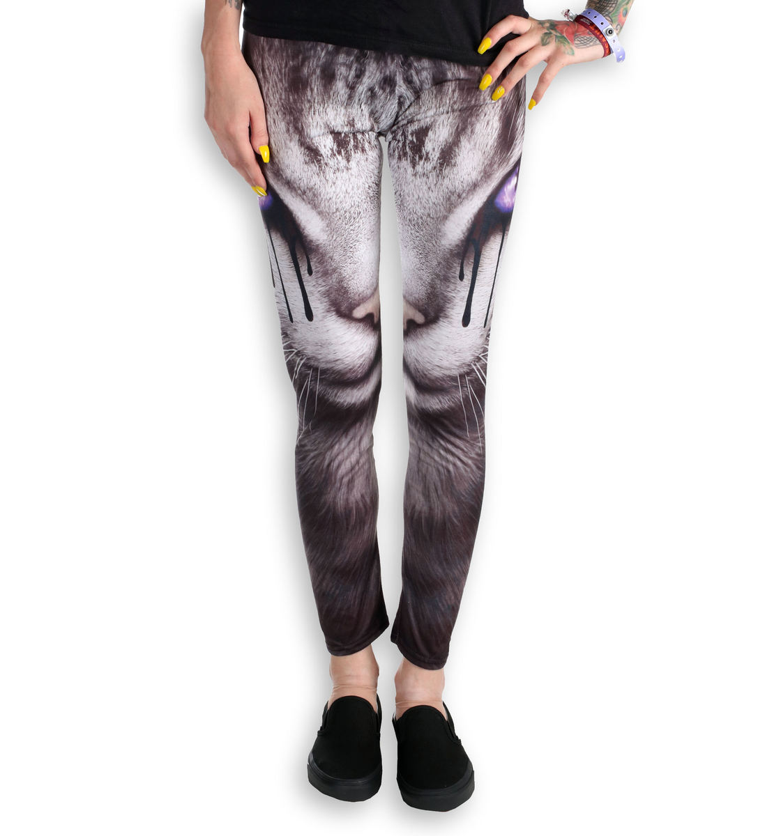 Pants Women (leggings) SPIRAL - CAT'S TEARS - Black XL